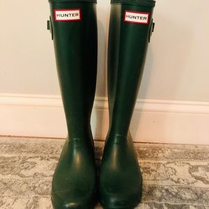 Tall Hunter Rain Boots, Green, Size 6